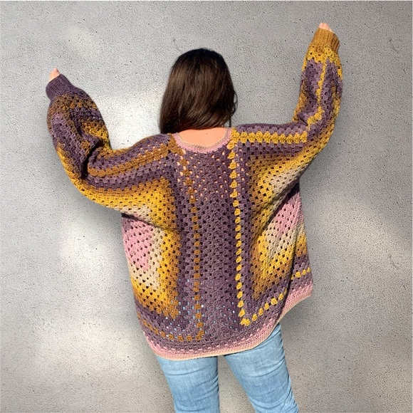 Julianna Beige Grandma Crochet Sleeve Sweater main image 1